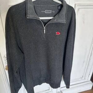 Carnoustie Men’s Black Quarter Zip Razorback Pullover 100% Cotton Size Large